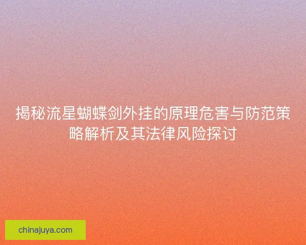 揭秘流星蝴蝶剑外挂的原理危害与防范策略解析及其法律风险探讨
