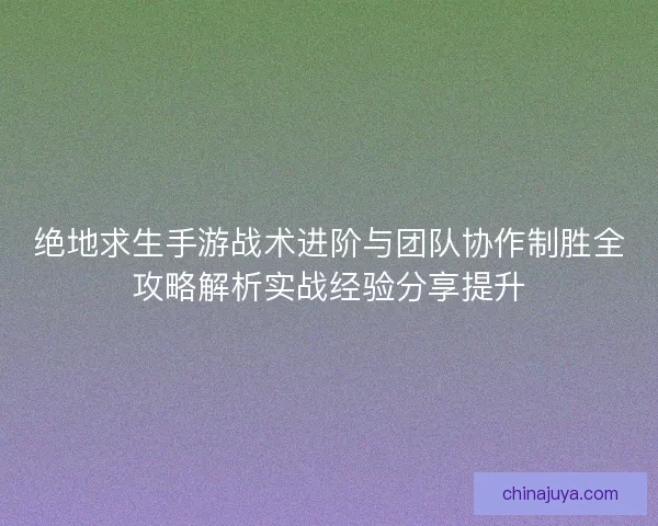绝地求生手游战术进阶与团队协作制胜全攻略解析实战经验分享提升