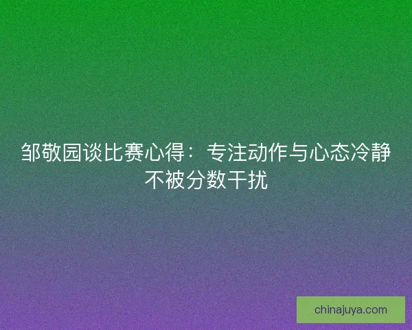 邹敬园谈比赛心得：专注动作与心态冷静不被分数干扰